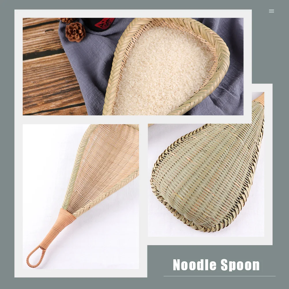

2PCS Bamboo Drain Spoon Non Deform Easy Operation Cooking Strainer Noodle Rice Washer Colander Kitchen Tool
