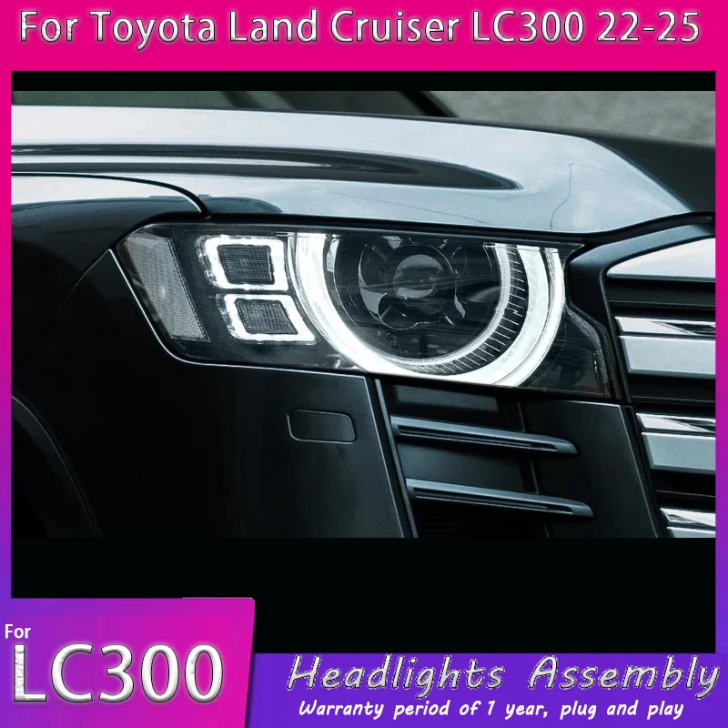 

LED Head Lamp Upgrade Modified For Toyota Land Cruiser LC300 Headlight 2022-2025 Dynamic Signal Head Lamp Auto Accessories