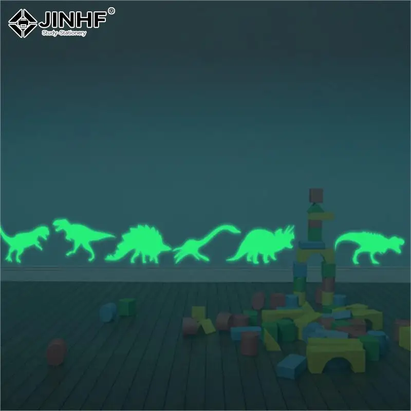 9Pcs/set 3D Creative PVC Luminous Dinosaurs Wall Stickers Glow In The Dark Decorative Dinosaurs For Kids Room Baby Removable