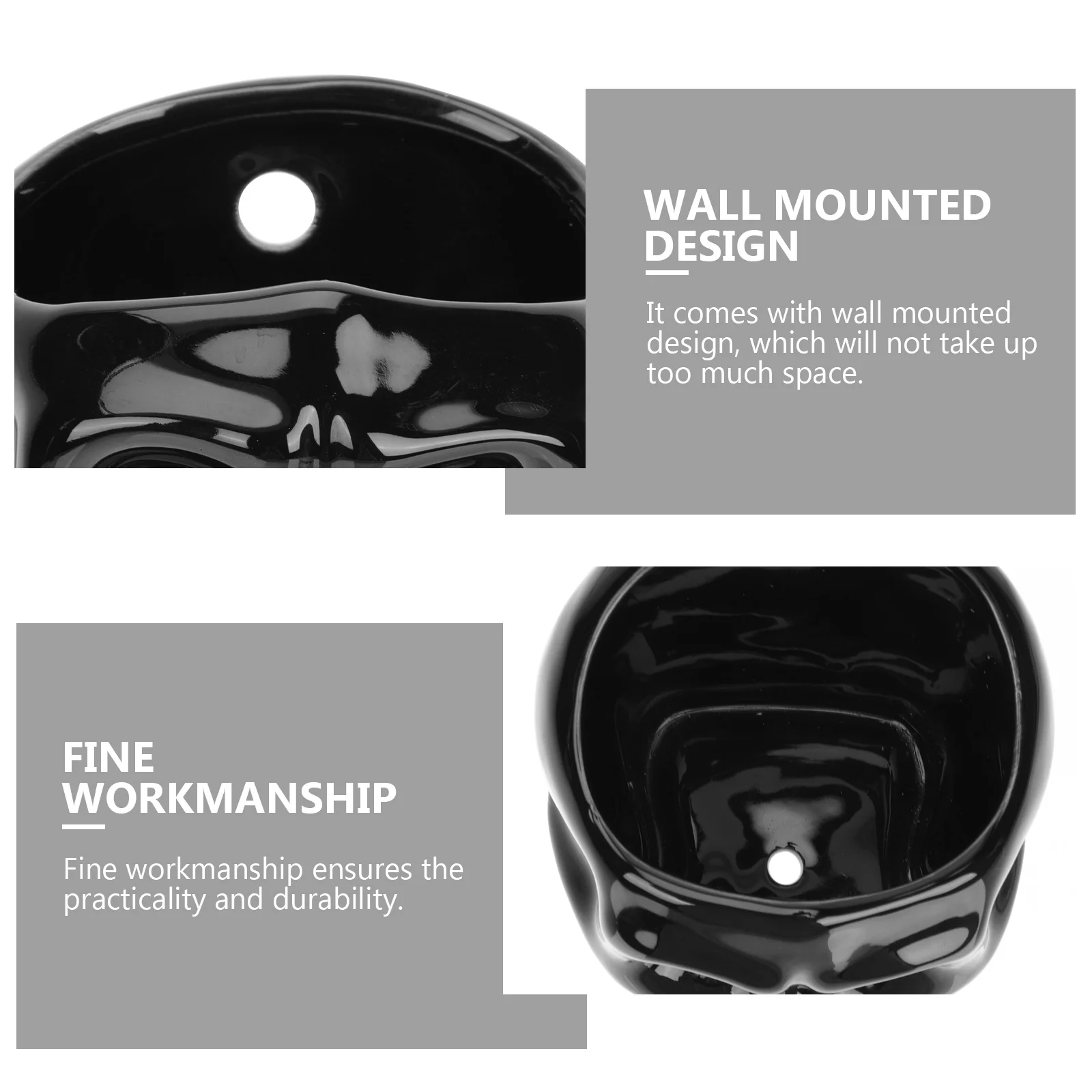 

1Pcs Ceramic Skull Hanging Flowerpot Wall Mounted Decorative Plant Pot Durable for Small Flowers Succulents