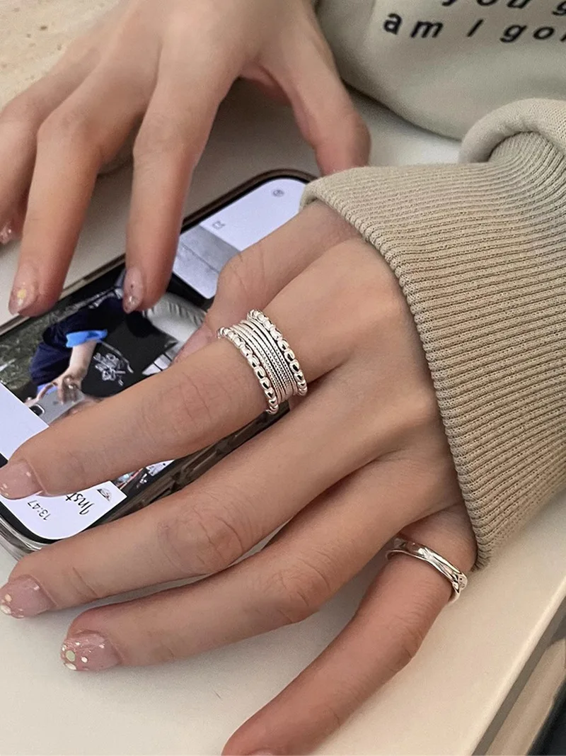 VENTFILLE 925 Sterling Silve Multilayer Weave Ring for Women Girl Birthday Gift Adjustable Design Korean Jewelry Dropshipping