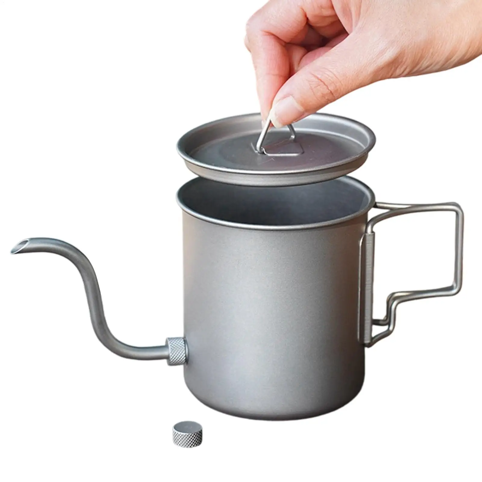 420ml Titanium Foldable Handle Portable Drinking Boiler Water Kettle Travel Water Kettle Coffee Bottle forOutdoor Picnic Camping
