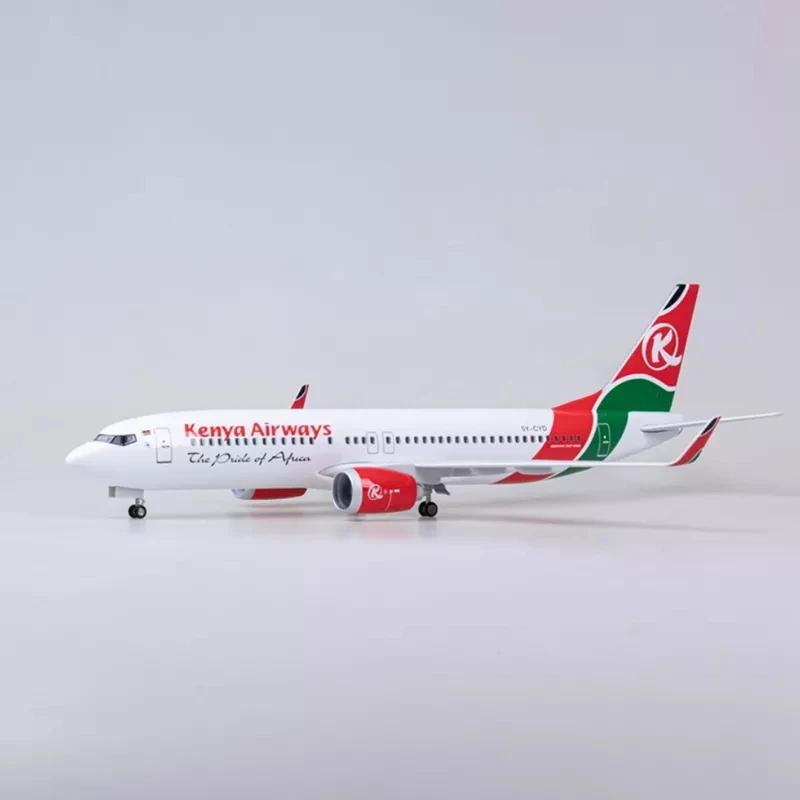 Resin Plane Model B737 MAX Aircraft Kenya Airways Airline 1/85 Scale 47CM Airplane W Light and Wheel Diecast Toy Collection