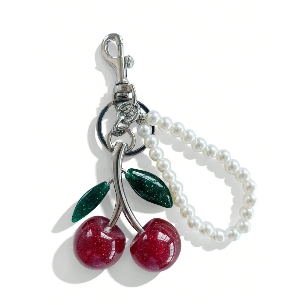 Mode Köstliche Rote Kirsche Schlüsselbund Sommer Früchte Kirschen Anhänger Schlüsselring Für Frauen Männer Schmuck Tasche Schlüssel Zubehör Geschenk