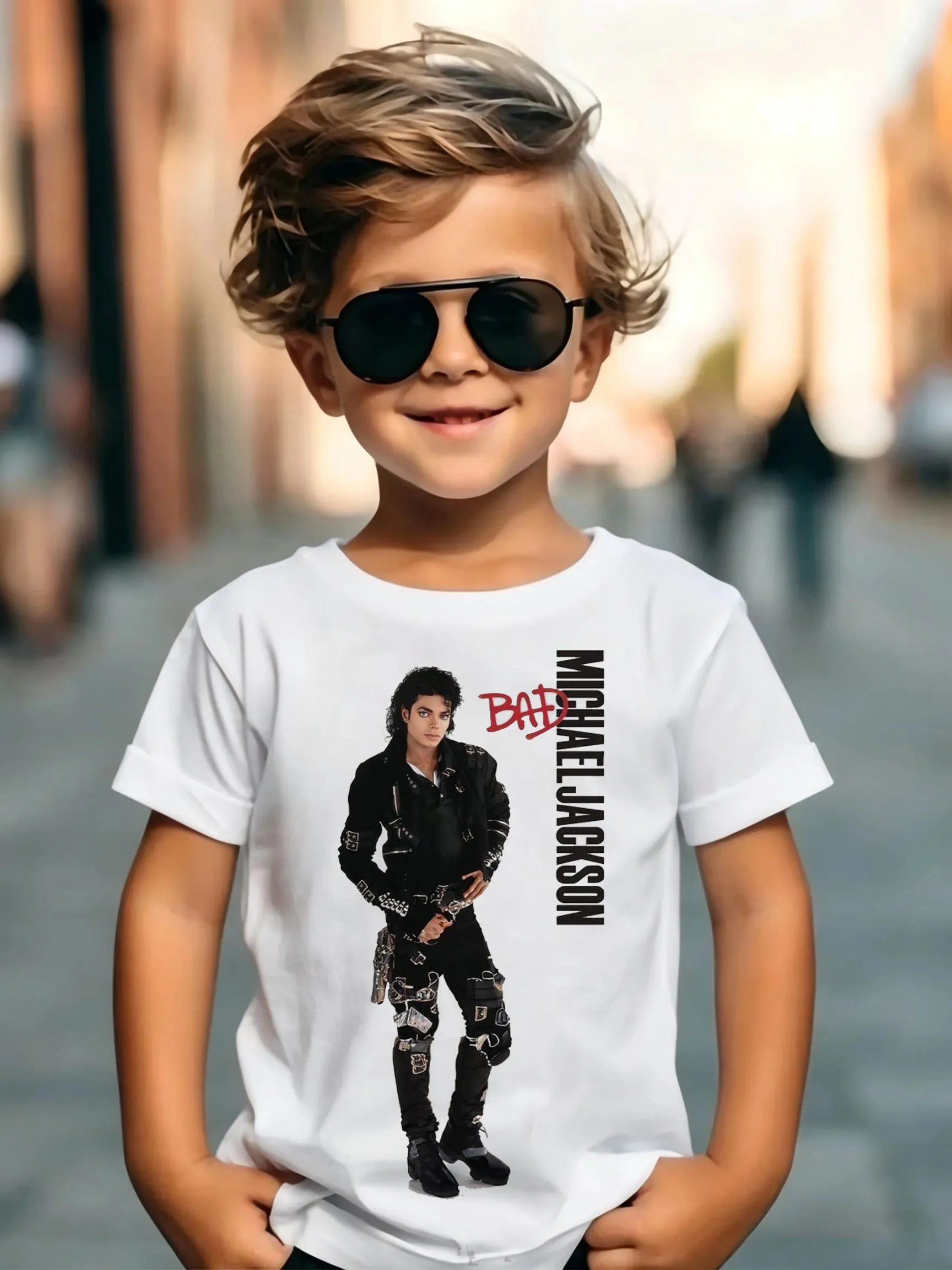 Michael Jackson Modern Redesign T-shirt Men and Women Summer Cotton Y2K Clothing Fashion Round Neck Short Sleeved Tee Fan Gifts