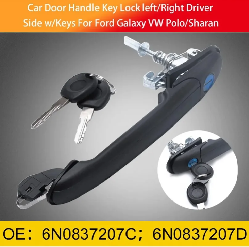 

Дверной замок для VW POLO 6N 6N1 6N2, передняя правая и левая ручки с цилиндрическими ключами 6N0837207C 6N0837207D, Внешние детали