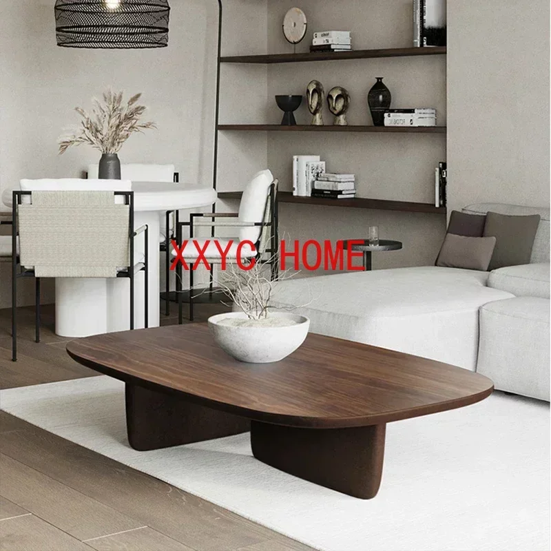 Vintage Rectangle Wooden Big Coffee Table Modern Minimalist Style Coffee Table Living Room Decoration Tafel Home Furniture