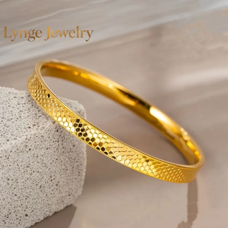 Lynge Jewelry Real 18k GoldDragon Scale Bracelet for Woman Party Banquet Boutique Jewelry AU750 18K No Demolding Solid Bracelet