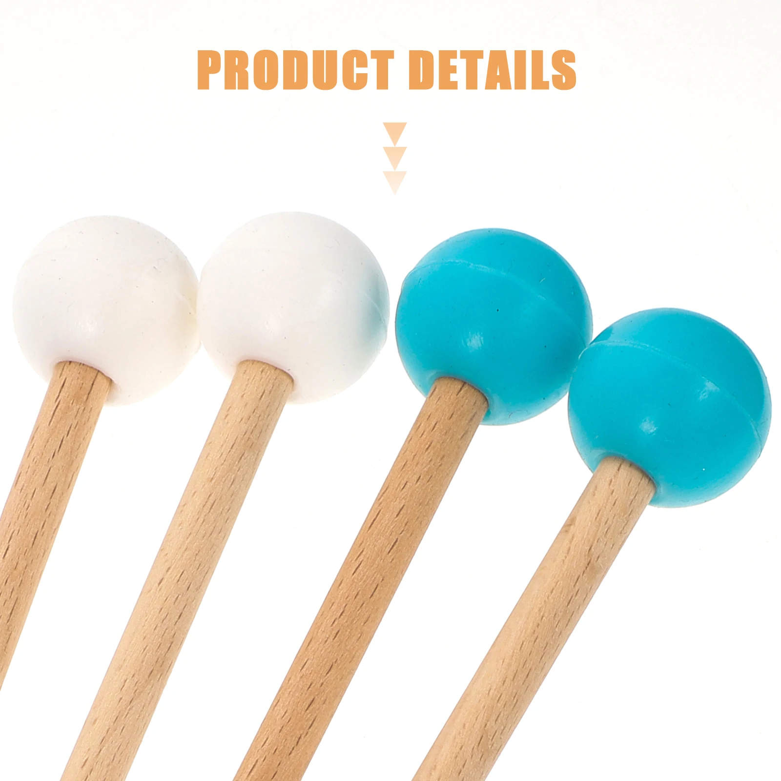 

2 Pairs Marimba Mallet Instruments Tongue Drum Mallets Chimes Wood Musical Student Use Accessories