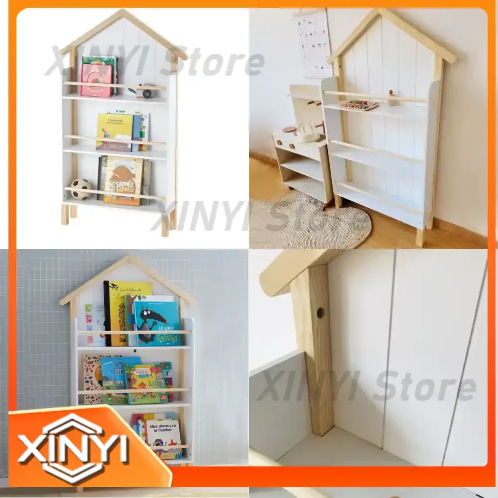 Wooden House Model Decoration Storage Bookcase for Bedroom Kids Room Nightstand for Children Books Toys Organizing for LEGO