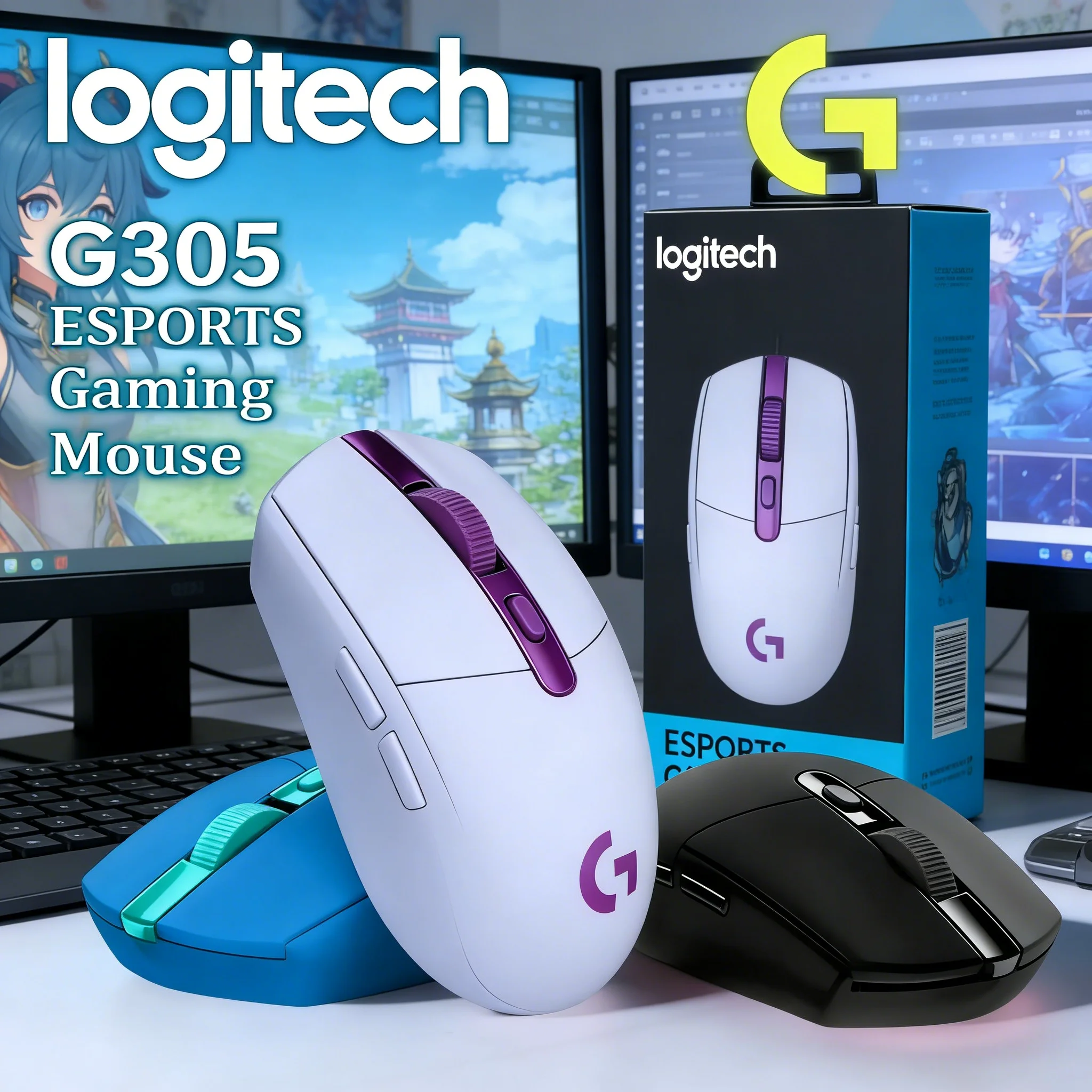 Logitech G305 LIGHTSPEED Wireless Mouse, 1ms Response Rate, 250-Hour Battery Life, 99g Ergonomic Design for PC & Mac Gamers