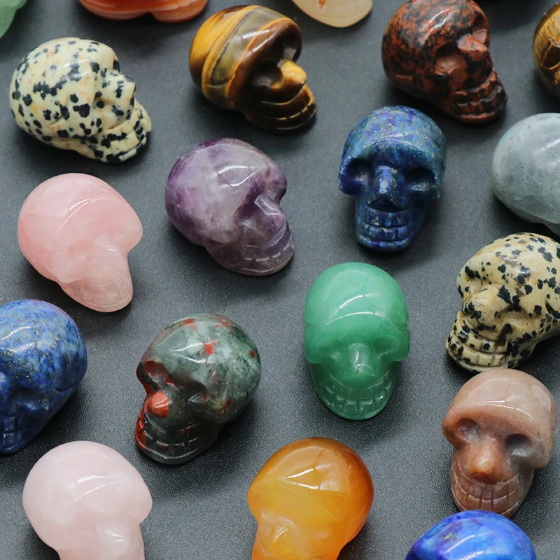 

5pc Natural Gemstone Beads Skull Shape Lapis lazuli Rose Quartz for Jewelry Making Home Decorations Gifts