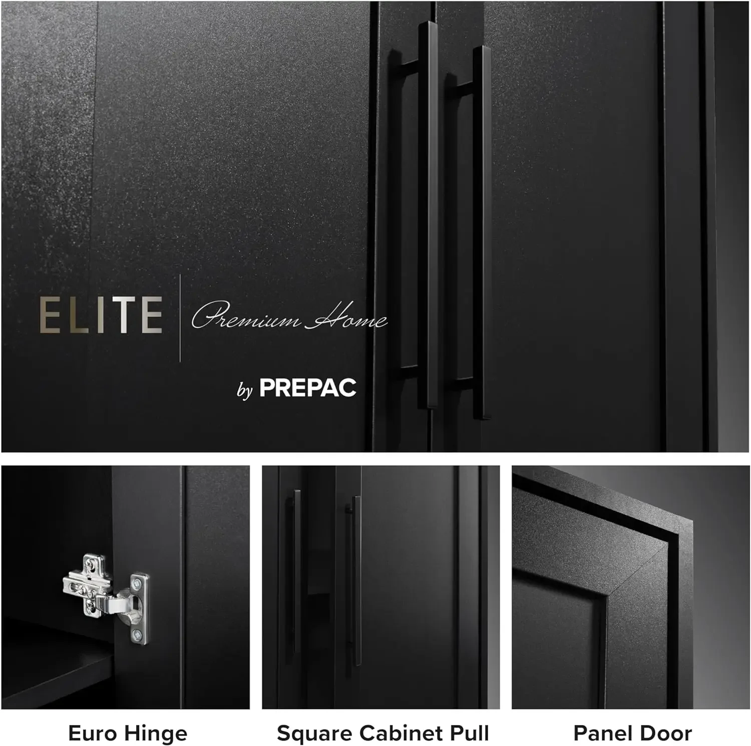 Elite Premium Black Pantry Cabinet, Home Doors, Banheiro Storage, 5 Prateleiras, 16 "D x 32" W x 72 "H