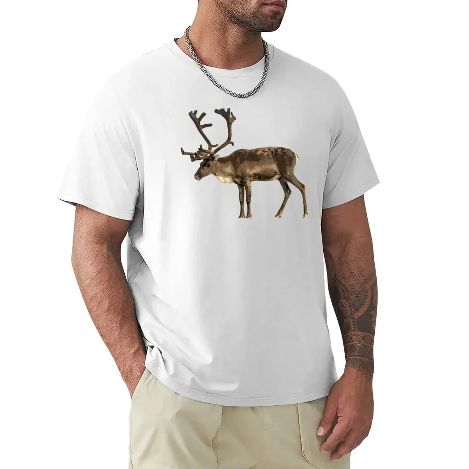 Caribou Color Print T-Shirt quick drying shirts graphic tees mens vintage t 