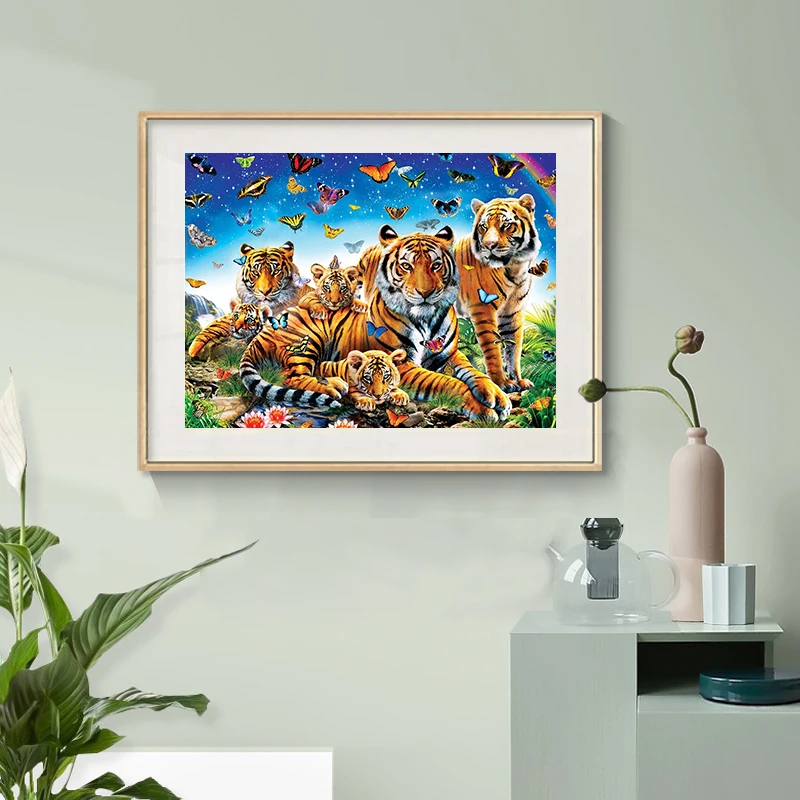 Tiger Family 5D Diamond Painting Full Square Round Diamond Mosaic Animal Butterfly nuovo arrivo strass ricamo Home Decor