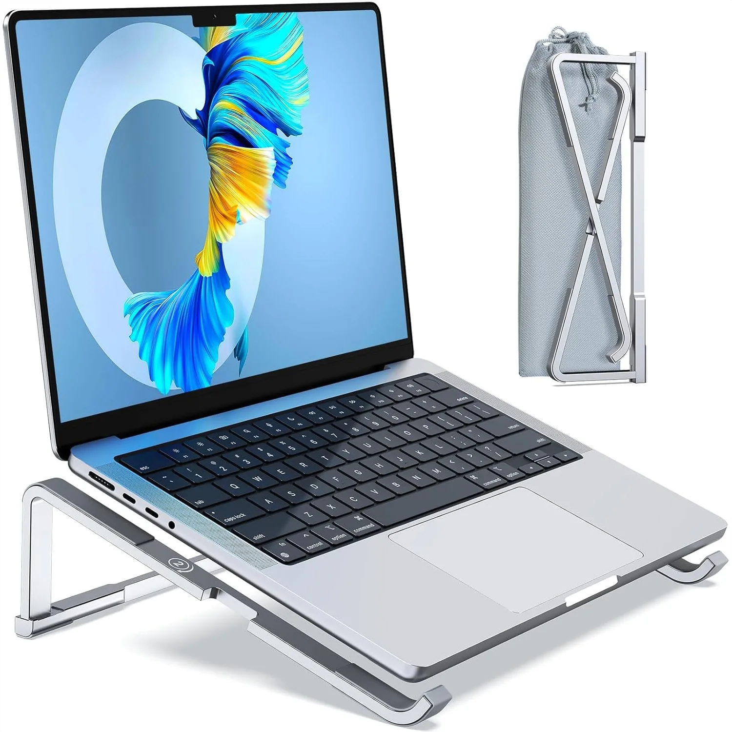

Laptop Stand for Desk, Foldable Aluminum Riser with Ergonomic Design for MacBook Dell HP Lenovo 11-15.6in Silver
