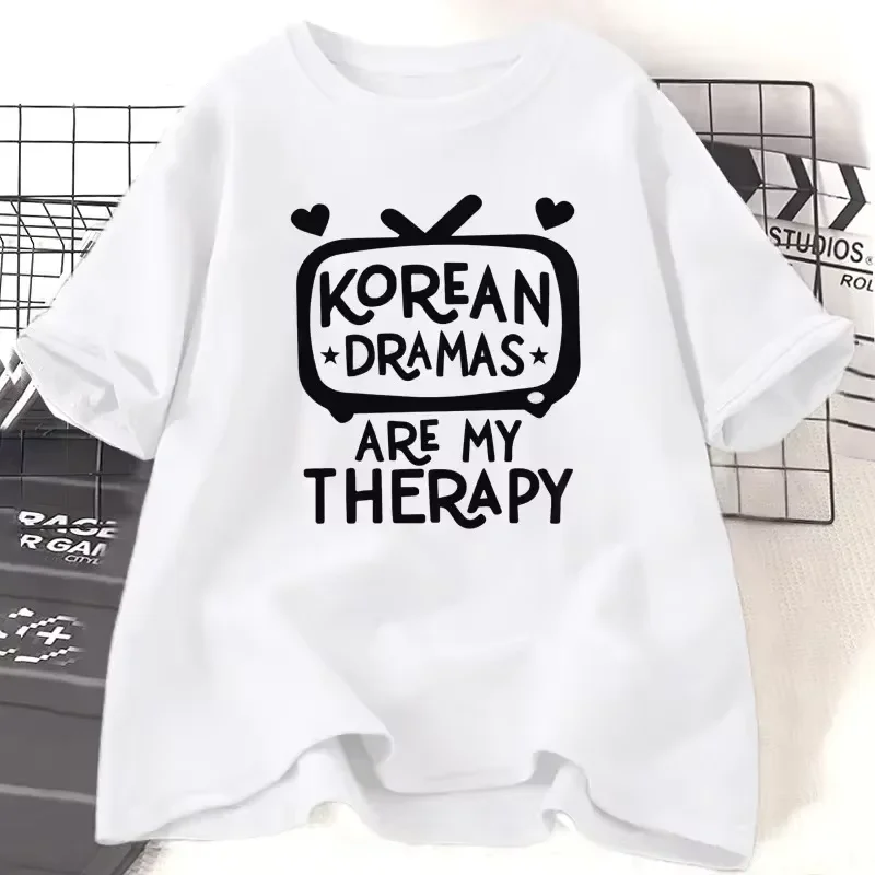 T-shirt K-Drama pour femmes, T-shirt à manches courtes, style coréen, décontracté, tendance Harajuku, Kawaii, vêtements Y2K
