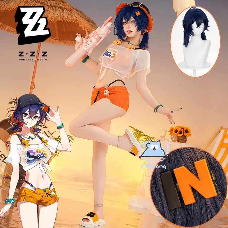 

Игра Zenless Zone Zero Belle Косплей Костюм Belle Summer Skies наряд Парик Заколка для волос для летнего Хэллоуина для взрослых