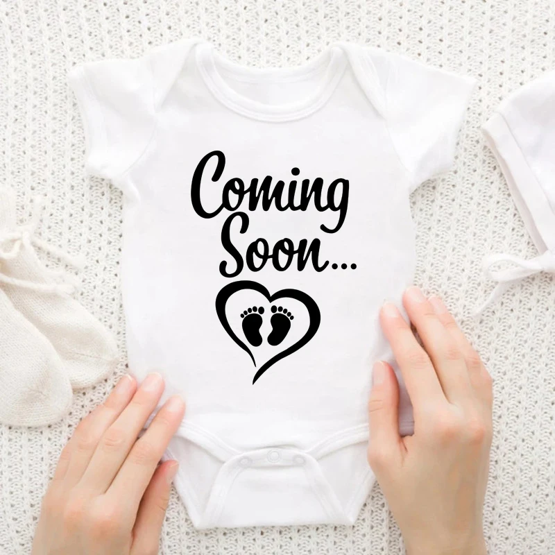 New Baby Coming Soon Announcement Newborn Baby Bodysuit Romper Boys Girls Outfits Body Pregnancy Reveal Clothes