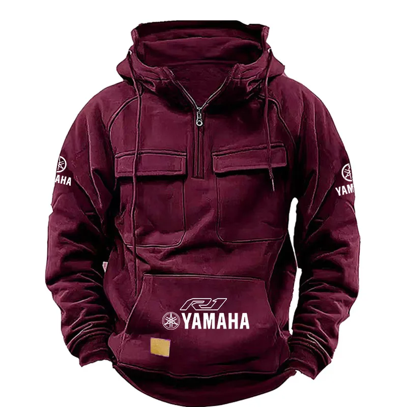 2026 Yamaha Men's Casual Sports Hooded Sweatshirt New Style Outdoor Thick Fashionable Loose Long-Sleeved Pullover with Multiple