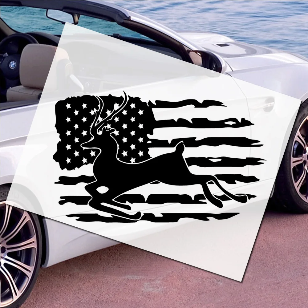 Hot Flag of Elk US Wild Animals Stickers Voiture Vinyl Auto Sticker Oil Tank Cover Car Styling Custom