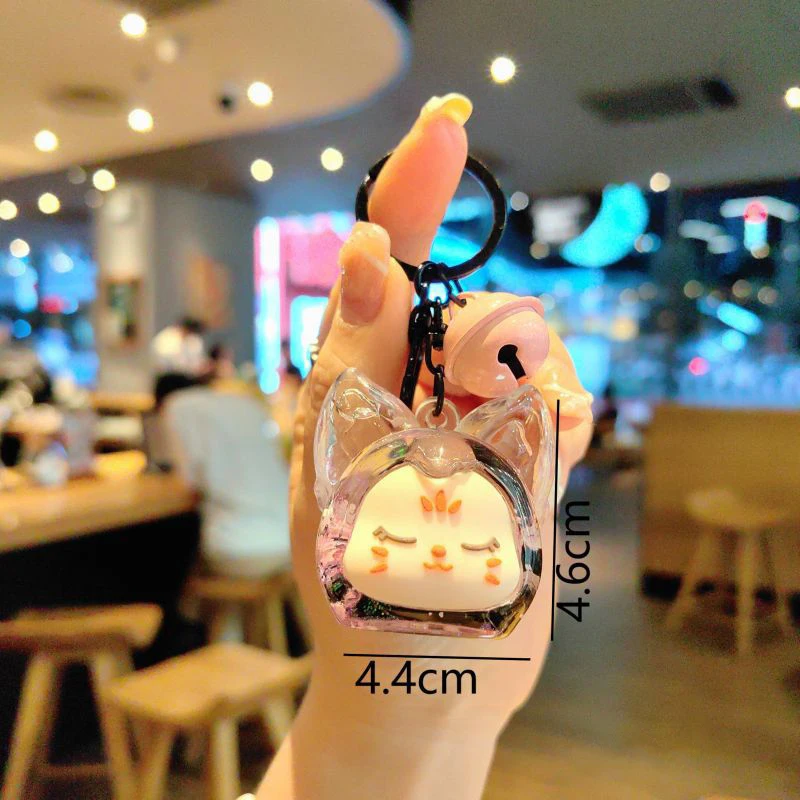 Cartoon Fashion Fox Quicksand Bottle Keychain Cute Doll Keychain Pendant Creative Kawaii Backpack Decoration Accessories Gifts