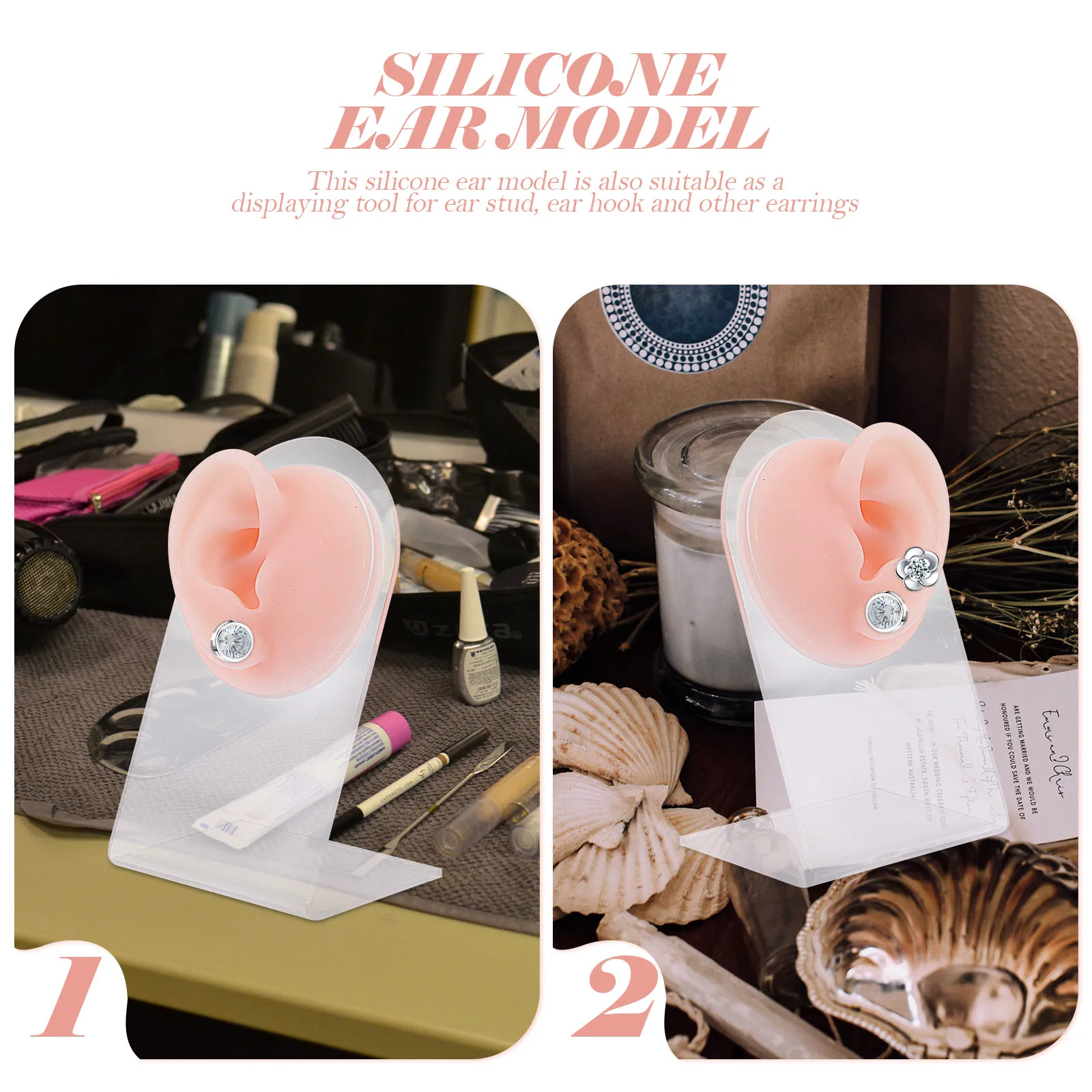 

Silicone Stand For Piercing Practice Stud Holder Earring Rack Jewelry Display Tool Ear Training Mold Acrylic Stand Ear Display