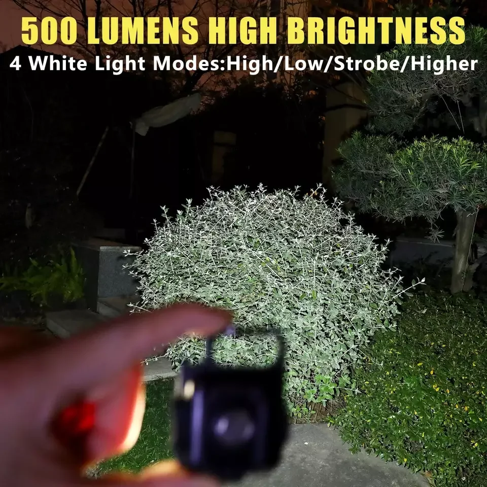 800 Lumens Bright Multifunctional Mini LED Portable Outdoor Pocket Flashlight Keychain USB Rechargeable Small Pocket Light