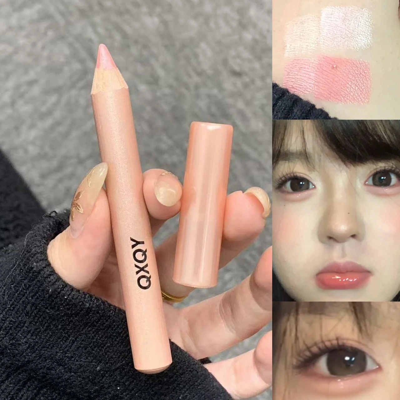 QXQY 3D Unter-Augen-Highlighter-Stift Wasserfest Verwischungsfest Langanhaltend Multifunktionaler Eyeliner Aufhellender Aegyo Sal Make-up-Stift – Detail 9