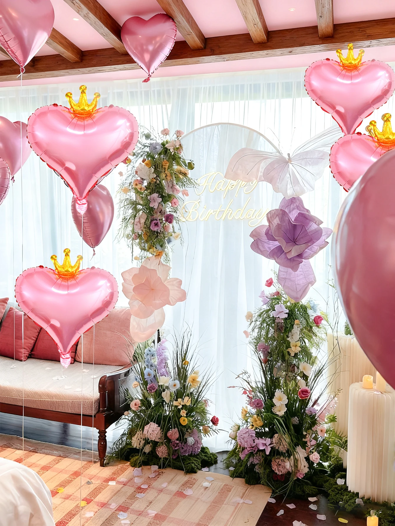 بالونات على شكل قلب على شكل تاج مكونة من 4 قطع، 19 بوصة، عائمة، مناسبة لزينة الزفاف، عيد الحب، المقترحات، دعامة صور التاريخ