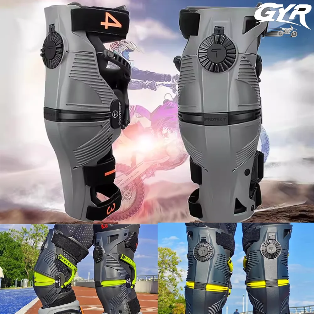 

GYR Safety kneecap skeleton off-road motorcycle Racing MTB Knee Pads Protection Mechanical exoskeleton Riding Guard T10 X8