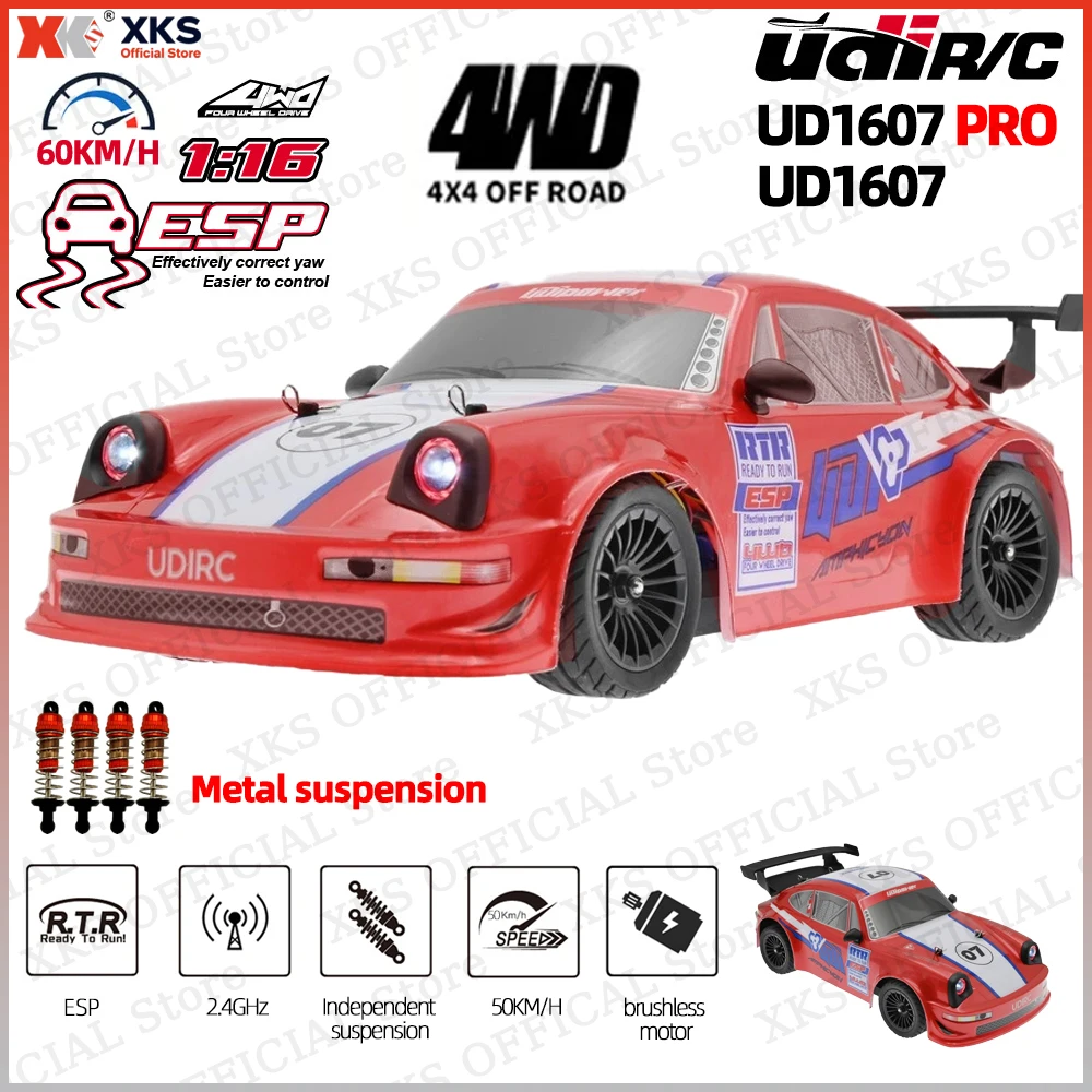 

XKS UDIRC UD1607/UD1607Pro 1/16 4WD Brushless Motor RC Car 60km/H High Speed Drift Racing 2.4G RC Toy Gift for Kids Adults