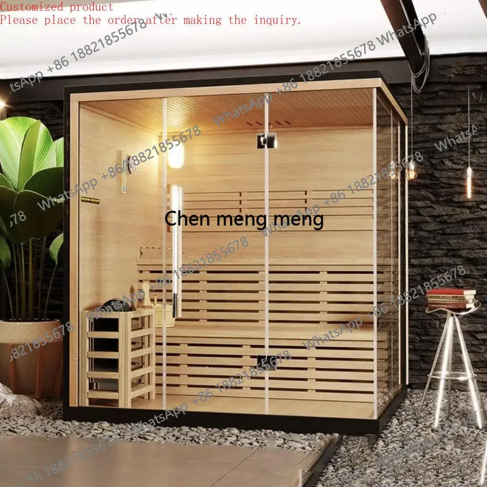 New arrive Customization.Indoor Traditional Solid Wood Sauna 2 Person Dry Steam Sauna Room