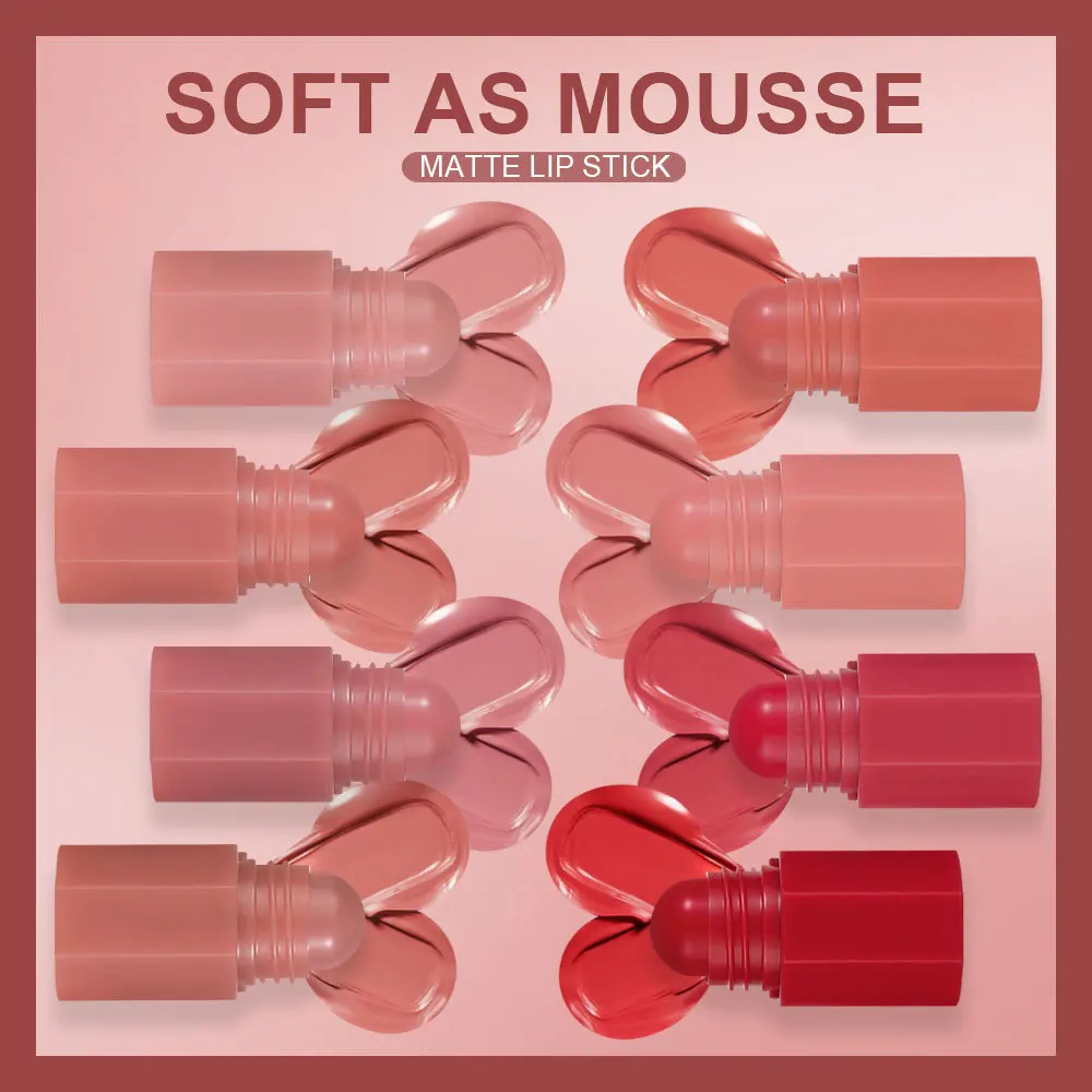 Penna per rossetto a quattro sezioni Rossetto opaco Rossetto opaco Colore opaco nudo Set di rossetti campione facile da trasportare