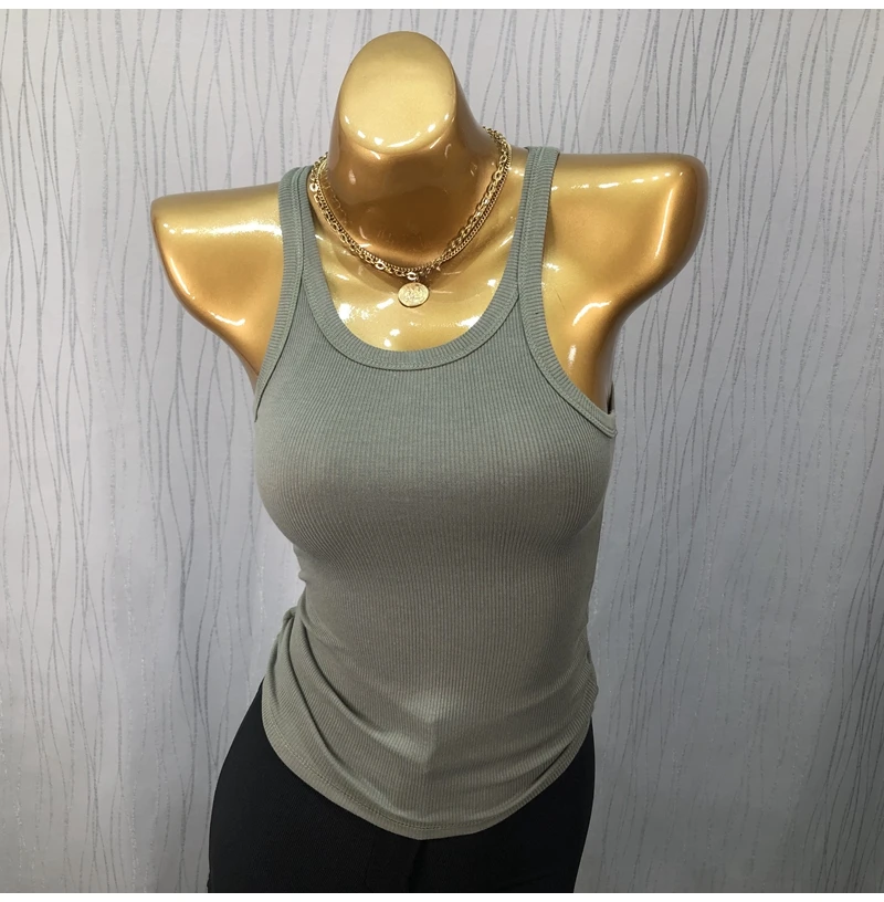 Summer Street Style Fitness Tank Top Women's Short Sleeveless Vest Tight Body Construction Work out Sportswear Cotton Base Shirt