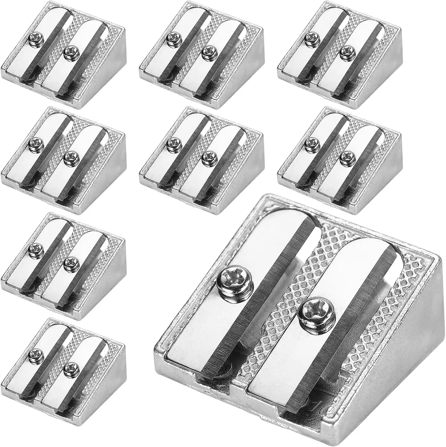 

8-Pack Metal Pencil Sharpeners with Dual Holes for School, Office, Home & Art Projects