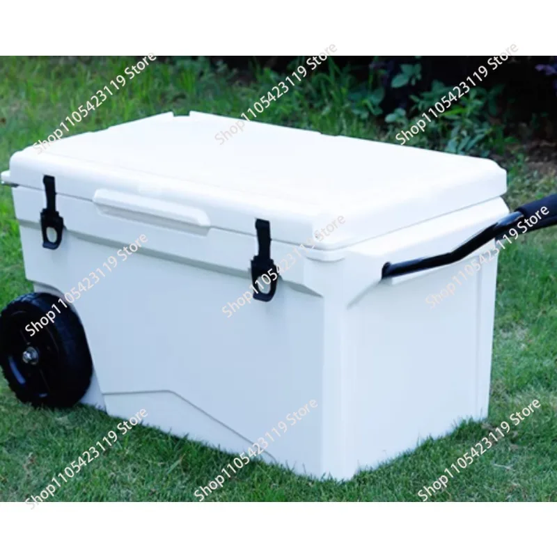 55QT refrigerated container with wheeled freezer suitable for outdoor adventure camping beaches