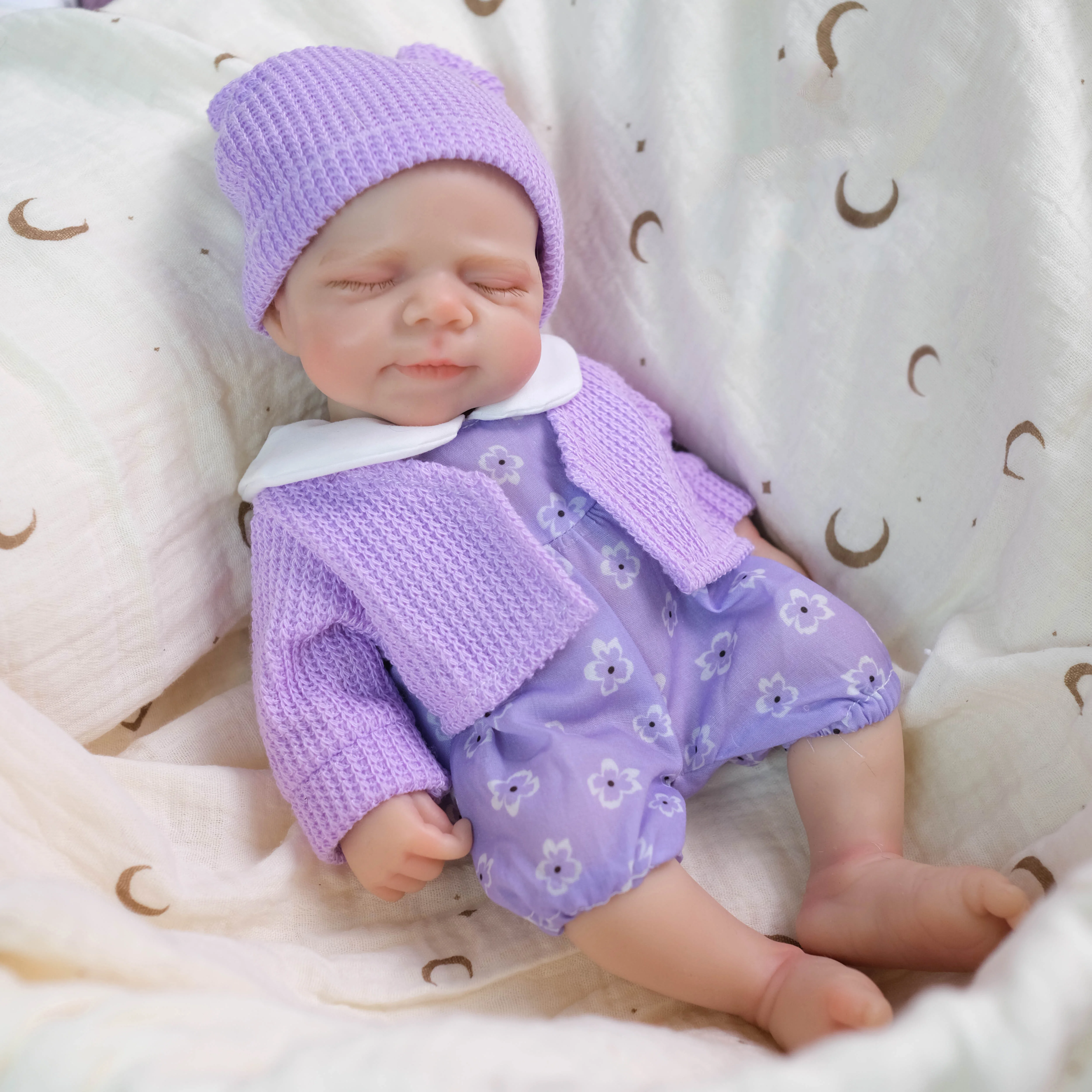 12-calowa ręcznie robiona lalka reborn Bettie/Pascale, bez włosów, otwierająca się buzia, solidna, super miękka, elastyczna, realistyczna, mini, urocza, silikonowa.