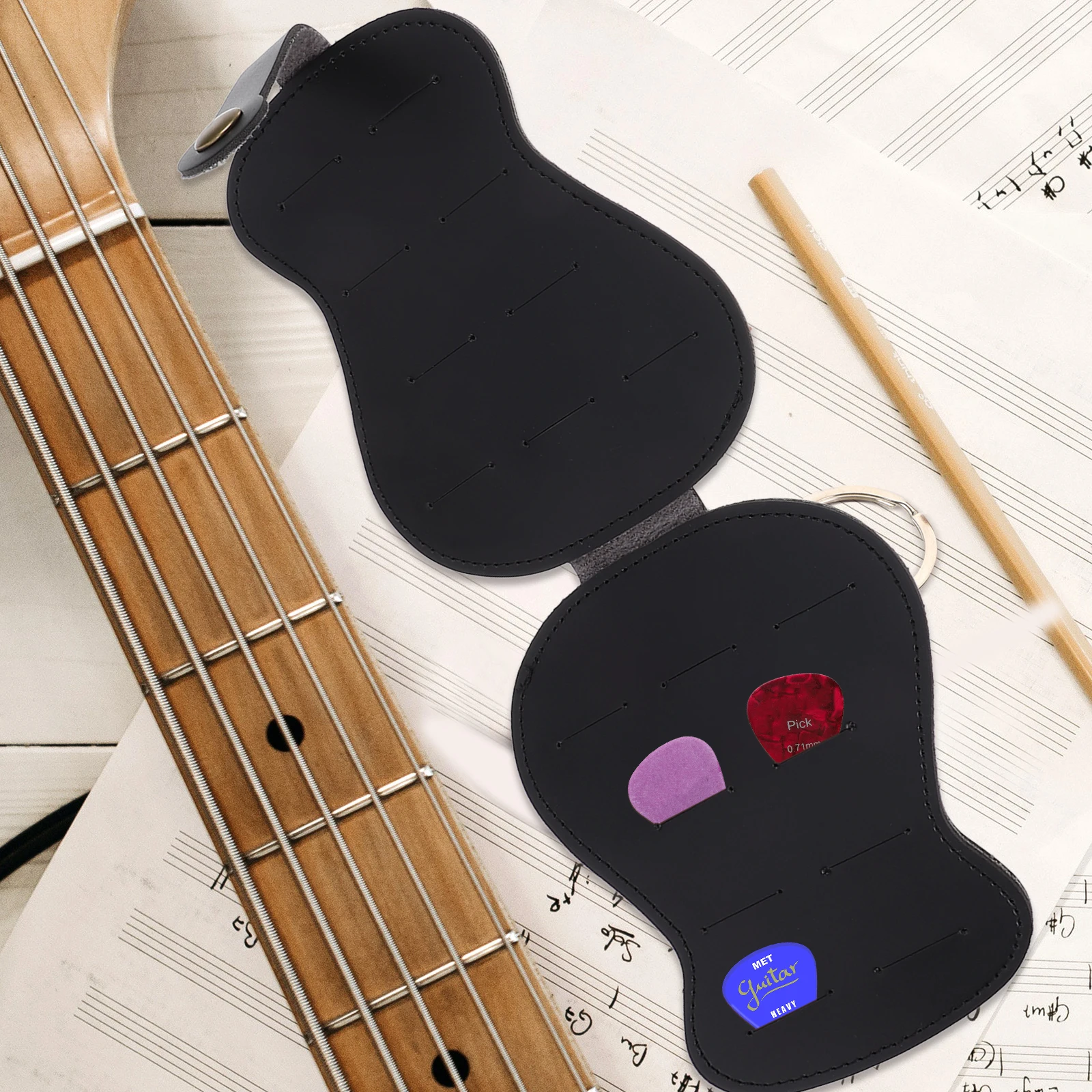 

Guitar Pick Storage Bag Plectrums Holder Ukulele Picks Case PU Large Capacity Durable Portable Guitar Accessories