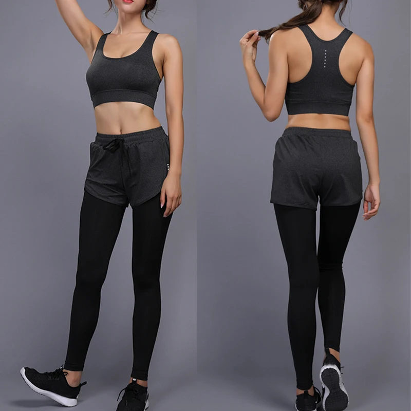 Women Sport Fitness Yoga Pants Running Shorts 2 In 1 Tights Women Jogging Femme Legging Compression Workout Training Trousers