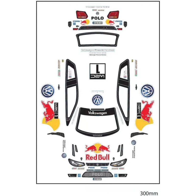 Scale 1/8 Polo WRC Clear Body shell + Rear spoiler + Light Buckles and decals for RC Rally car 300mm wheelbase hpi tamiya kyosho