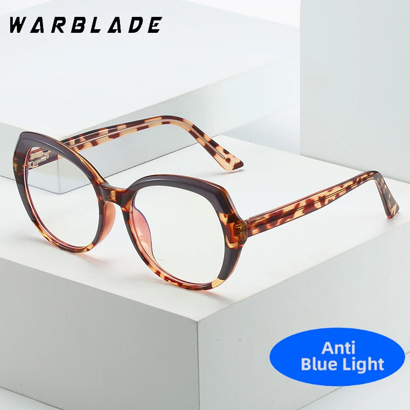 New Retro Big Cat Eye Clear Anti-blue Light Eyewear Women Double Color Glasses Frame Fashion TR90 Spring Hinge Men Optical Frame