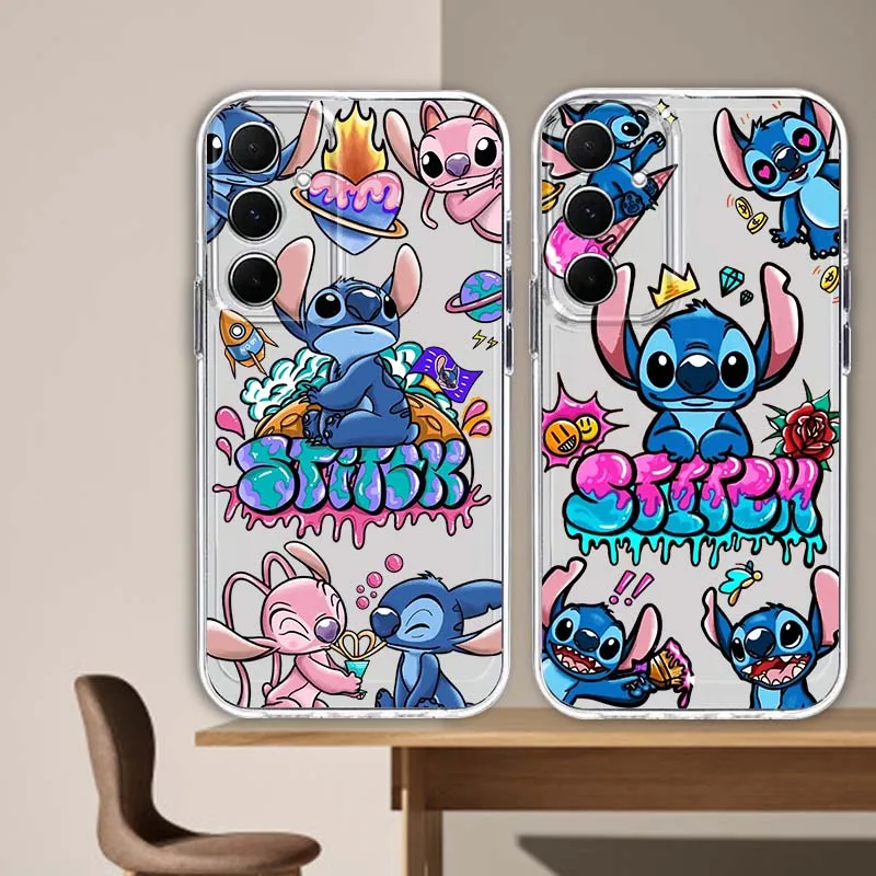 

Popular Angel Stitch Love Art For Samsung S25 S24 S23 S22 S21 S20 S10 Ultra Plus Edge FE 5G Transparent Phone Case