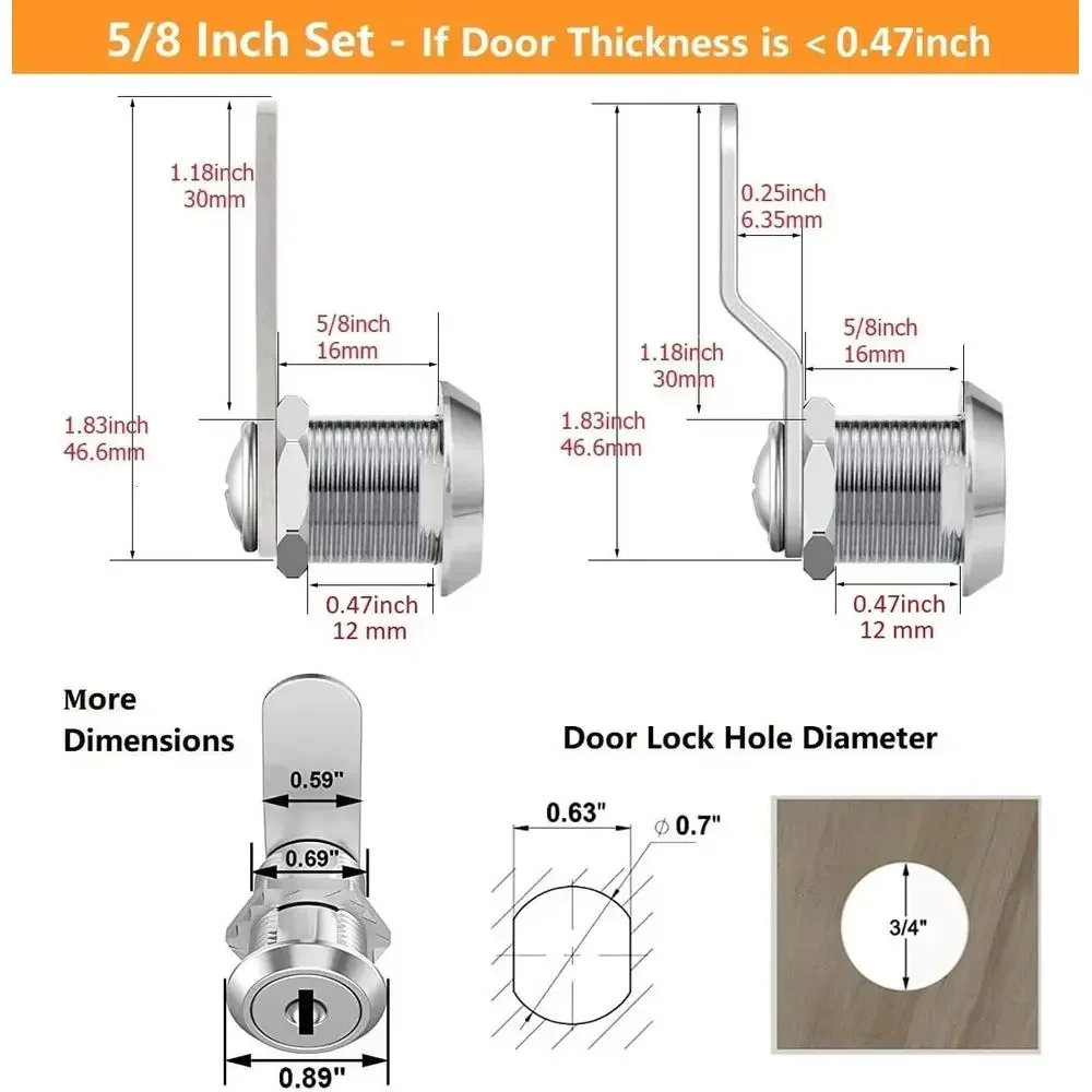 1 Pack Premium Cabinet Cam Locks Keyed Alike - 5/8 Inch Cabinet Locks for Secure Files Drawers Mailbox RV Camper Door Tool Box (
