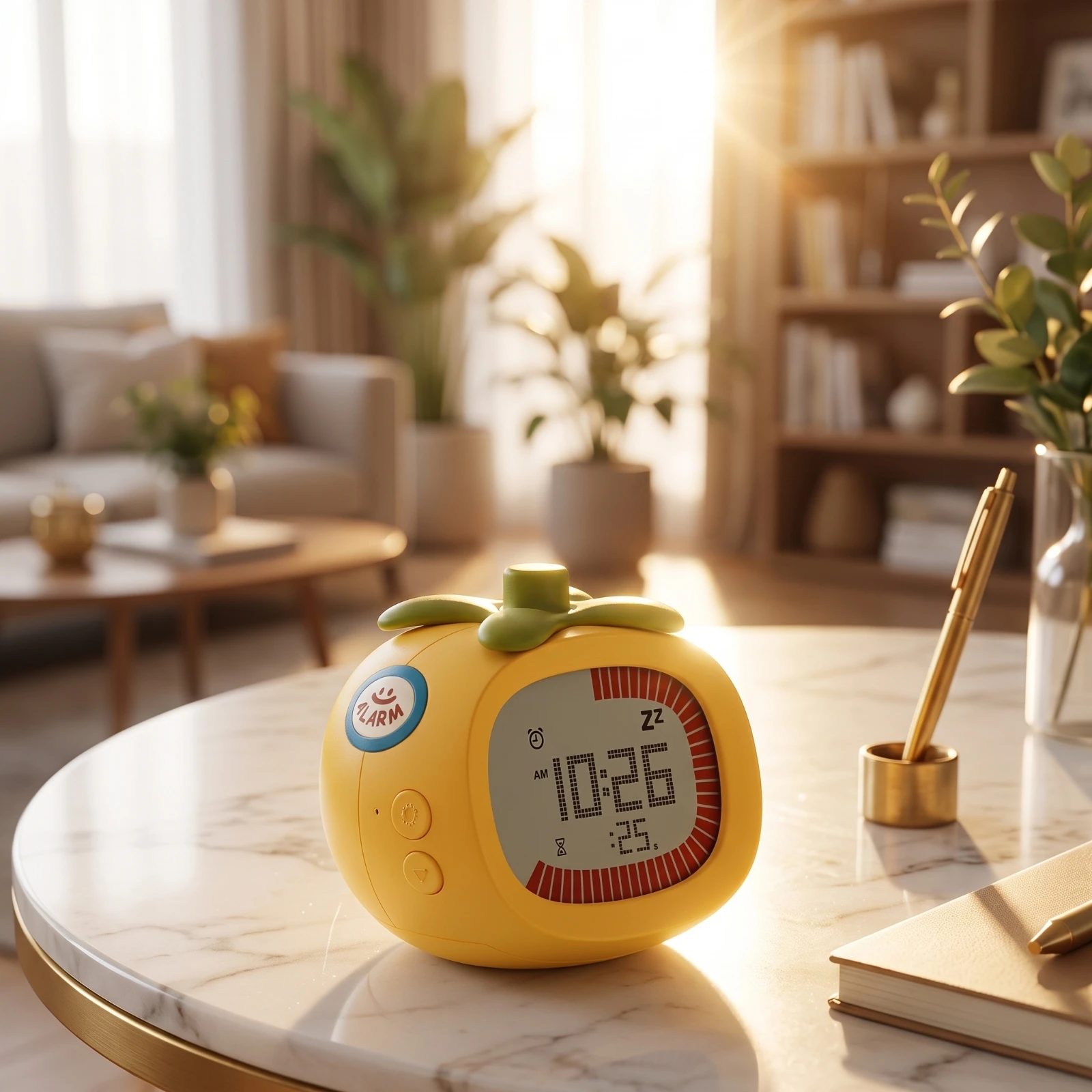 Tomato Clock Portable Tomato Timer Digital Timer 12/24-Hour Desk Clock Adjustable Volume for Students, Study Room, Bedside