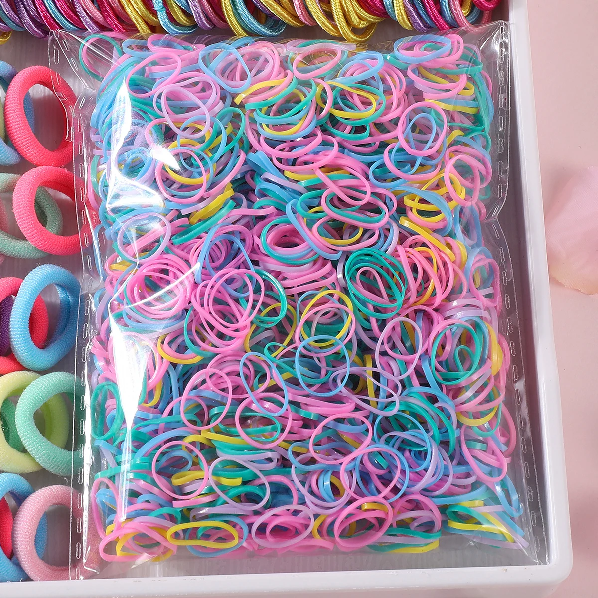 2155Pcs Girls Colorful Hair Bands Set Nylon Elastic Rubber Band Satin Scrunchies Children Ponytail Holder Kids Hair Accessories