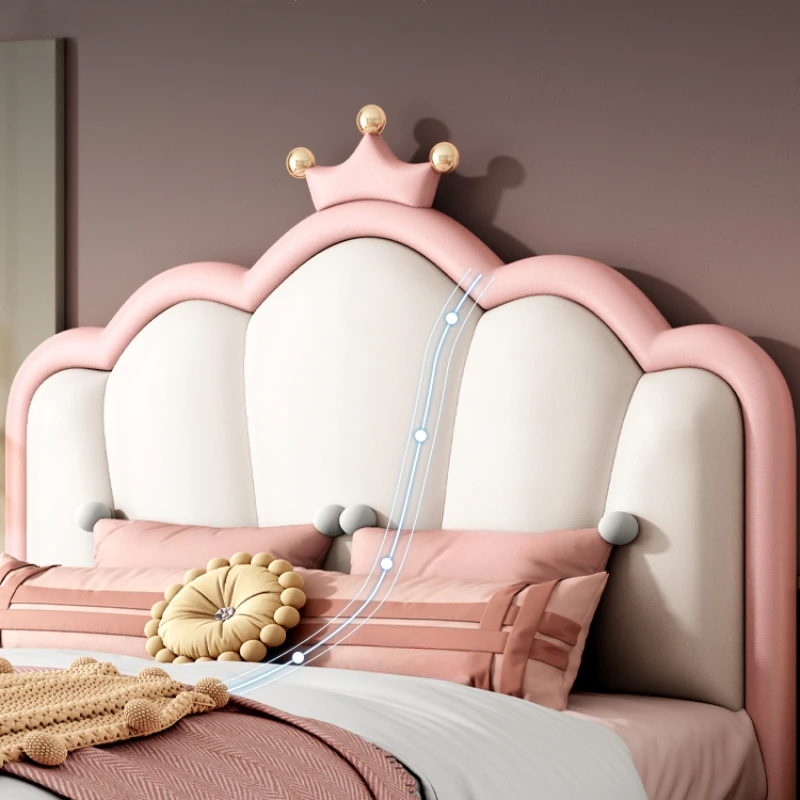 Pretty Modern Luxury Childrens Bed Girls Elegant Princess Villa Loft Leather Bed Kids Headboards Camas De Dormitorio Furnitur