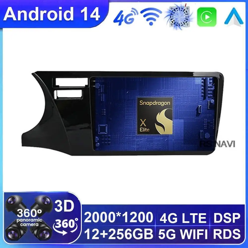 

Android 14 Car Radio For Honda City 2014 2015 2016 2017 Multimedia Stereo Video Player Auto 4G WIFI GPS Navigation Carplay Navi