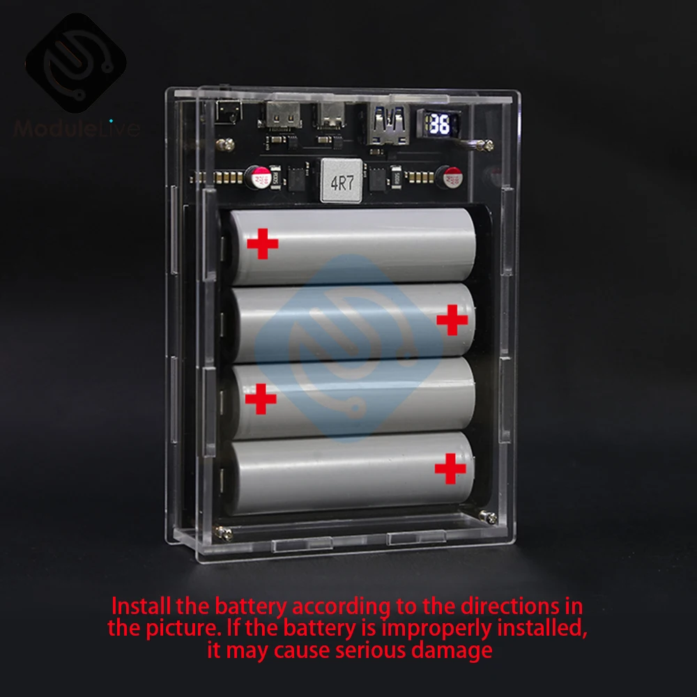 Imagem -05 - Carregamento Rápido Fonte de Alimentação Móvel Bateria de Grande Capacidade Fonte de Alimentação Portátil Kits Faça Você Mesmo 12v 45w pd 21700 18650