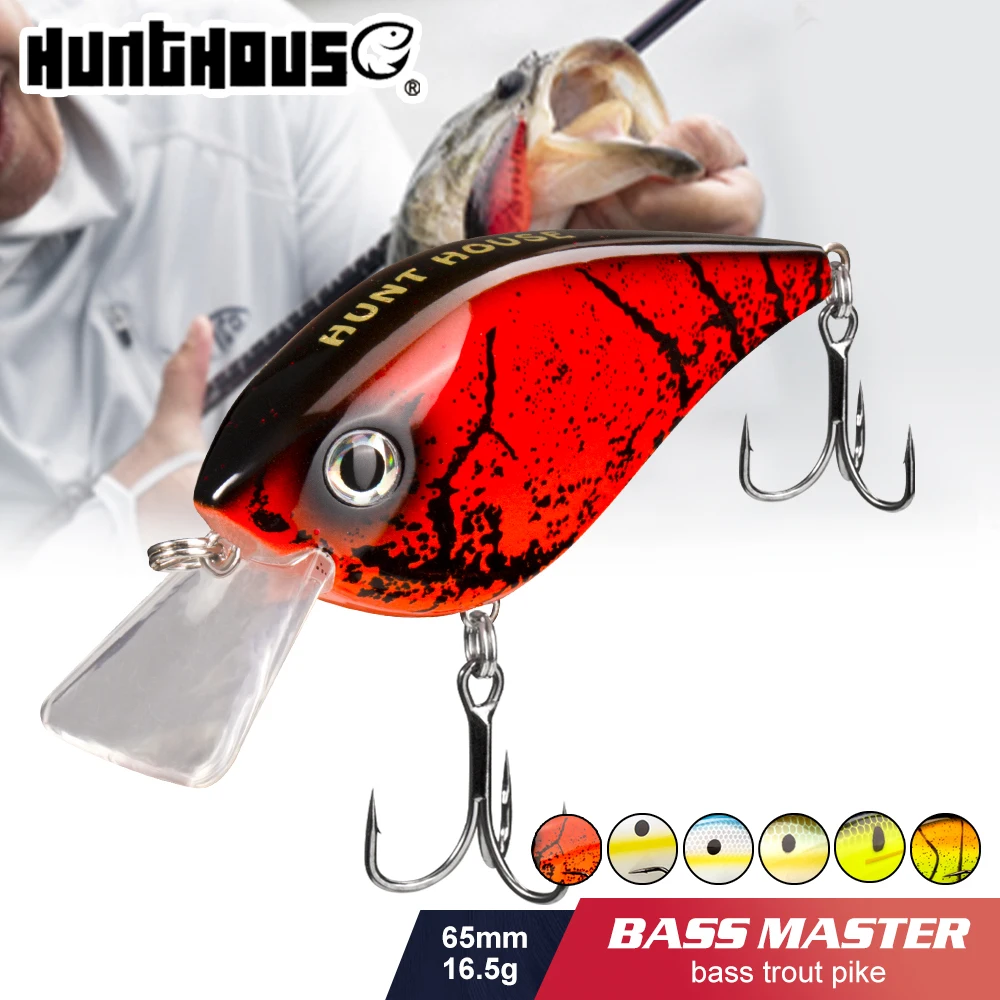 Hunthouse Fishing Hard leurres Crank Lure Floating 65mm/16.5g KVD 2.5 Squarebill Crankbait Wobblers Swimbait For Bass Pike Trout